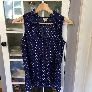 Jcrew blue polka dot cami blouse short sleeve